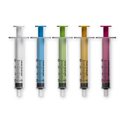 Nevershare syringe 2.5ml - 5 colours - Carton of 1000