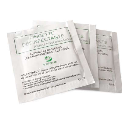 Lingettes désinfectantes point d'injection - carton de 2000