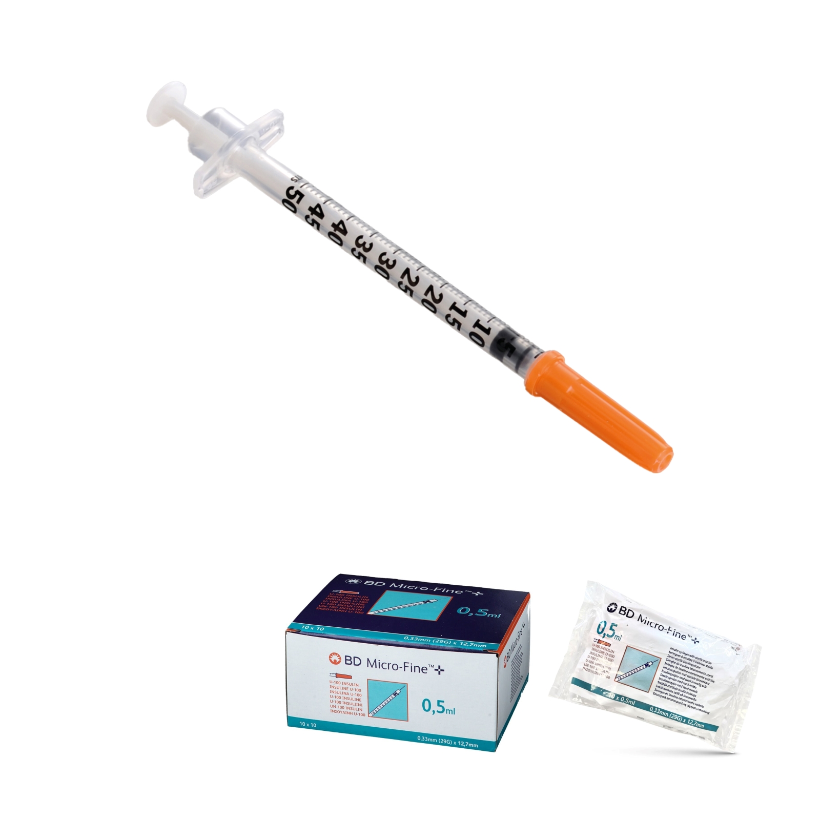 Seringues insuline 0,5mL 29G - BD Microfine+ Boîte de 100